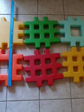 Vintage Little Tikes Lot Of 6 14"x14" Big Waffle Blocks Jumbo XL Giant RARE